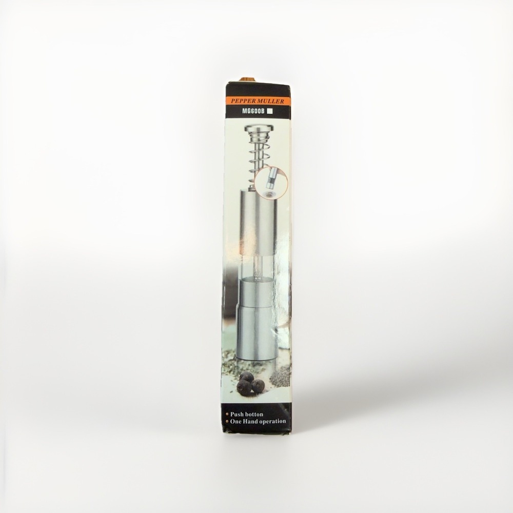 Push Button One Hand Operation Pepper Muller Grinder MG600A‎ Matte Steel 6"
